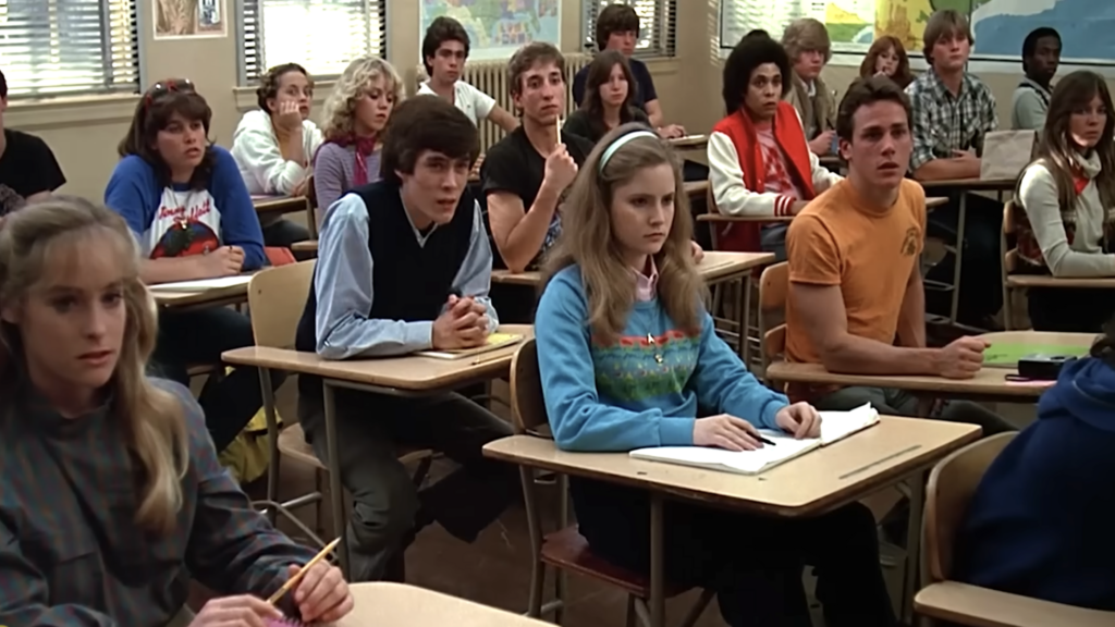 1980s school with teens
