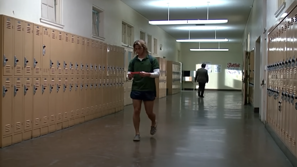 1980s school hallway