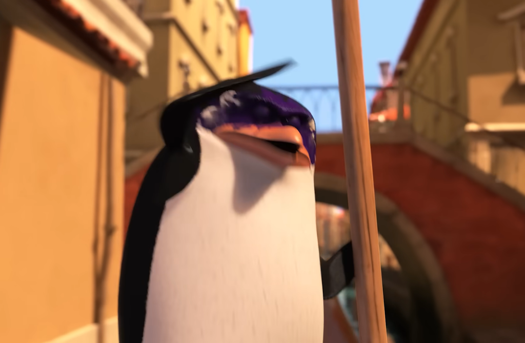 Skipper's face is inked in Penguins of Madagascar