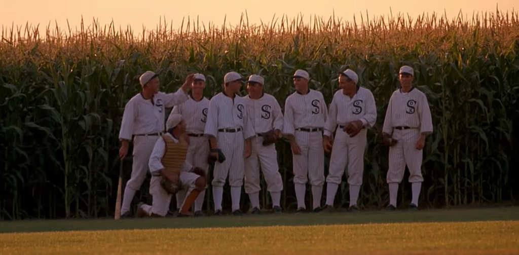 Baseball players in Field of Dreams