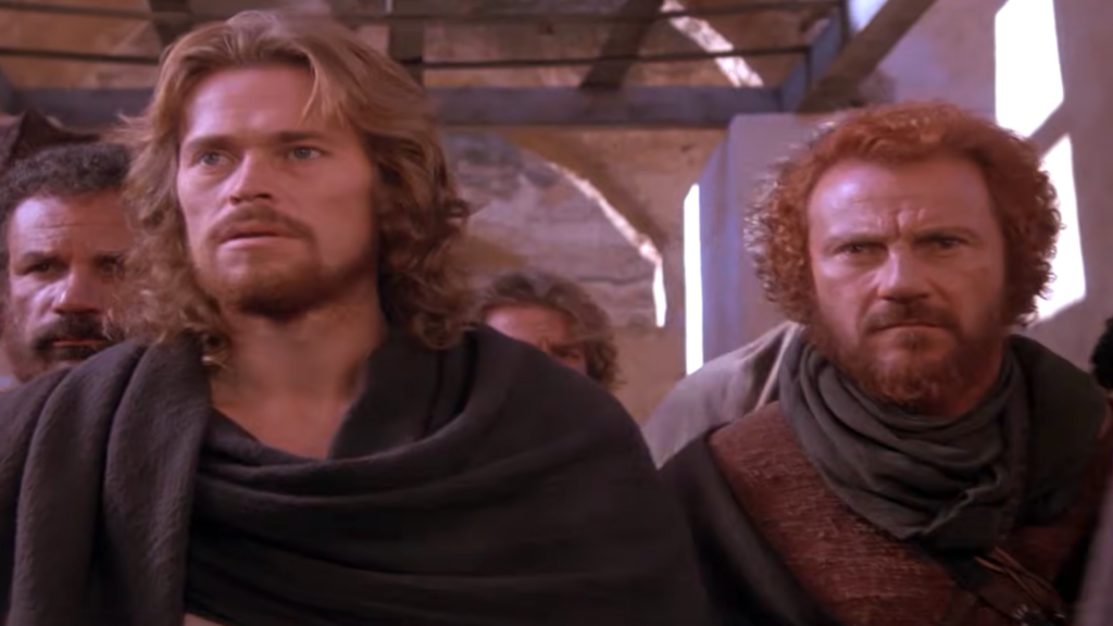 The film radically reimagines the dynamic between Jesus and Judas Iscariot (played by Harvey Keitel)